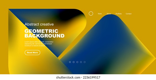 Geometric landing page background. Fluid colors and simple shapes abstract composition. Vector illustration for wallpaper, banner, background, leaflet, catalog, cover, flyer