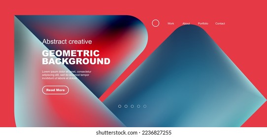 Geometric landing page background. Fluid colors and simple shapes abstract composition. Vector illustration for wallpaper, banner, background, leaflet, catalog, cover, flyer