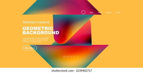 Geometric landing page background. Fluid colors and simple shapes abstract composition. Vector illustration for wallpaper, banner, background, leaflet, catalog, cover, flyer
