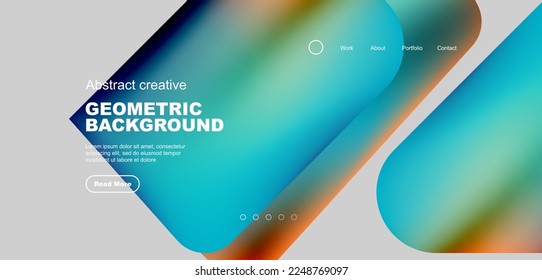Geometric landing page background. Fluid colors and simple shapes abstract composition. Vector illustration for wallpaper, banner, background, leaflet, catalog, cover, flyer