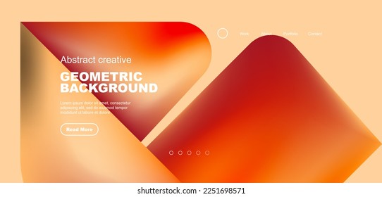 Fondo de la página de aterrizaje geométrica. Colores fluidos y formas simples composición abstracta. Ilustración vectorial de papel tapiz, banner, fondo, folleto, catálogo, cubierta, volante
