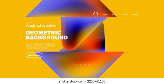 Geometric landing page background. Fluid colors and simple shapes abstract composition. Vector illustration for wallpaper, banner, background, leaflet, catalog, cover, flyer