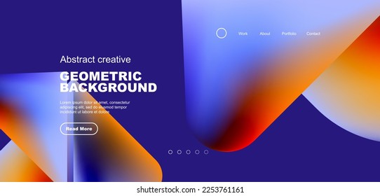Geometric landing page background. Fluid colors and simple shapes abstract composition. Vector illustration for wallpaper, banner, background, leaflet, catalog, cover, flyer