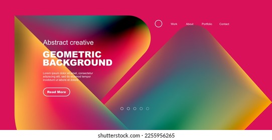Geometric landing page background. Fluid colors and simple shapes abstract composition. Vector illustration for wallpaper, banner, background, leaflet, catalog, cover, flyer