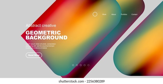 Geometric landing page background. Fluid colors and simple shapes abstract composition. Vector illustration for wallpaper, banner, background, leaflet, catalog, cover, flyer