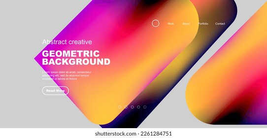 Geometric landing page background. Fluid colors and simple shapes abstract composition. Vector illustration for wallpaper, banner, background, leaflet, catalog, cover, flyer