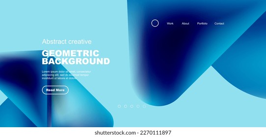 Fondo de la página de aterrizaje geométrica. Colores fluidos y formas simples composición abstracta. Ilustración vectorial de papel tapiz, banner, fondo, folleto, catálogo, cubierta, volante