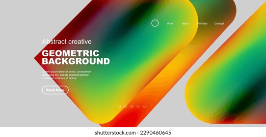 Geometric landing page background. Fluid colors and simple shapes abstract composition. Vector illustration for wallpaper, banner, background, leaflet, catalog, cover, flyer