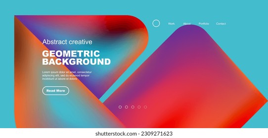 Geometric landing page background. Fluid colors and simple shapes abstract composition. Vector illustration for wallpaper, banner, background, leaflet, catalog, cover, flyer