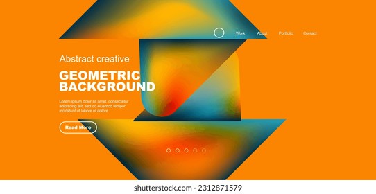 Geometric landing page background. Fluid colors and simple shapes abstract composition. Vector illustration for wallpaper, banner, background, leaflet, catalog, cover, flyer