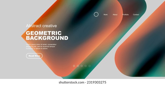 Geometric landing page background. Fluid colors and simple shapes abstract composition. Vector illustration for wallpaper, banner, background, leaflet, catalog, cover, flyer