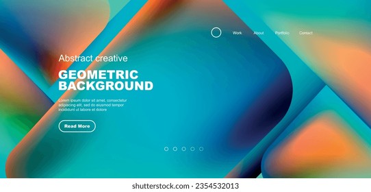 Geometric landing page background. Fluid colors and simple shapes abstract composition. Vector illustration for wallpaper, banner, background, leaflet, catalog, cover, flyer