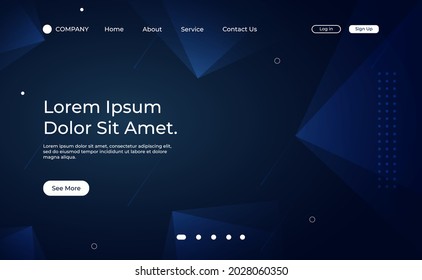 geometric landing page for homepage website in dark blue background