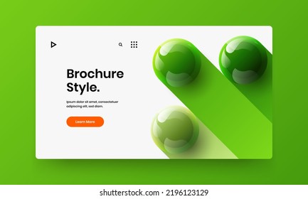 Geometric landing page vector design template. Trendy 3D spheres banner concept.