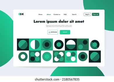 Geometric landing page web design. Abstract geometry shapes, modern swiss style templates for websites, apps. Vector