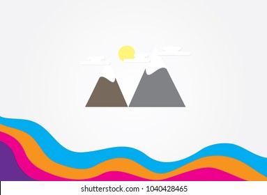 Geometric landscape design to abstract background in paper cut style, Eps 10 vector