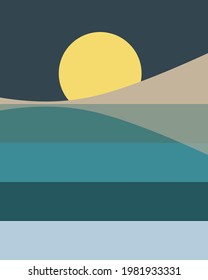 Geometric landscape generative art poster illustration
