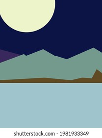 Geometric landscape generative art poster illustration