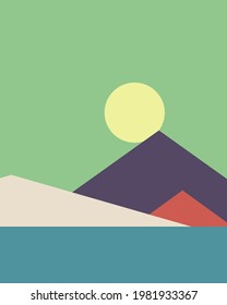Geometric landscape generative art poster illustration