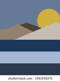 Geometric landscape generative art poster illustration