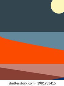 Geometric landscape generative art poster illustration