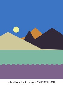 Geometric landscape generative art poster illustration