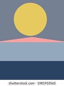 Geometric landscape generative art poster illustration