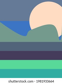 Ilustración de afiche de arte generativo de paisaje geométrico