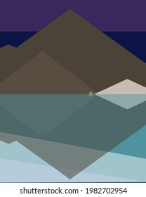 Geometric landscape generative art poster illustration