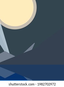 Ilustración de afiche de arte generativo de paisaje geométrico