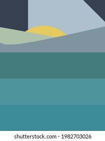 Geometric landscape generative art poster illustration