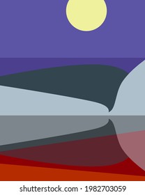 Geometric landscape generative art poster illustration