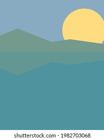 Ilustración de afiche de arte generativo de paisaje geométrico