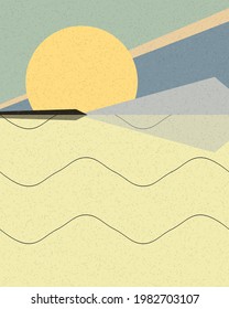 Geometric landscape generative art poster illustration