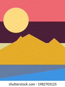 Ilustración de afiche de arte generativo de paisaje geométrico