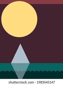 Ilustración de afiche de arte generativo de paisaje geométrico