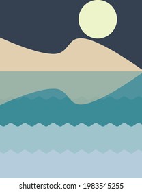 Geometric landscape generative art poster illustration