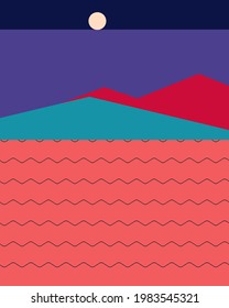 Geometric landscape generative art poster illustration