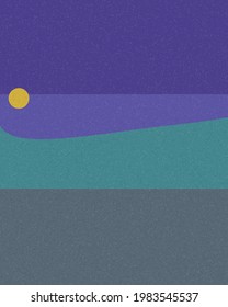 Geometric landscape generative art poster illustration