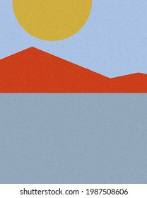 Geometric landscape generative art poster illustration