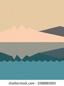 Geometric landscape generative art poster illustration