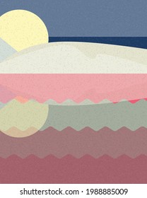 Geometric landscape generative art poster illustration