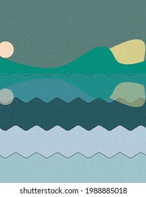Ilustración de afiche de arte generativo de paisaje geométrico