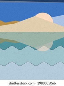 Geometric landscape generative art poster illustration