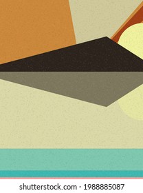 Ilustración de afiche de arte generativo de paisaje geométrico