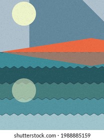 Geometric landscape generative art poster illustration
