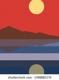 Geometric landscape generative art poster illustration
