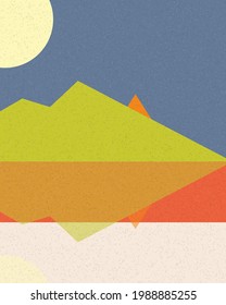 Geometric landscape generative art poster illustration