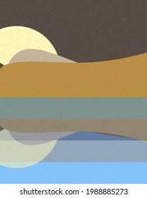 Ilustración de afiche de arte generativo de paisaje geométrico