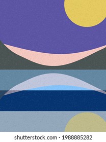 Geometric landscape generative art poster illustration